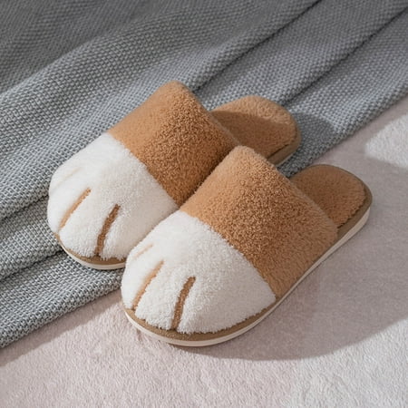 

QISIWOLE New Style Cotton Slippers Women s Autumn And Winter Home Cartoon Plush Couple Warm Soft-Soled Slippers rollbacks