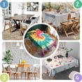 thumbnail image 4 of Colorful Rainbow Tie Dye Spiral Pattern Rectangle Tablecloth 60"x84",Waterproof Polyester Rectangle Table Cloth, Wipeable Spillproof Polyester Tablecloth for Dining, Camping, Indoor and Outdoor, 4 of 5