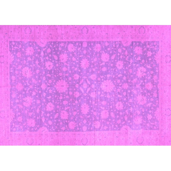 Ahgly Company Indoor Rectangle Oriental Purple Traditional Area Rugs, 7' x 10'