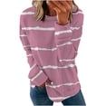 thumbnail image 2 of ICHUANYI Clearance Women Long Sleeves Casual Shirts Printing Round Neck Sweatshirt Pullover Loose Tunic Tops(Pink, XL) ICHUANYI WER2023080905930, 2 of 5