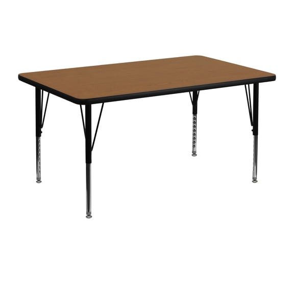 Pemberly Row 26" x 48" x 30" Thermal Fused Laminate Top Activity Table in Oak
