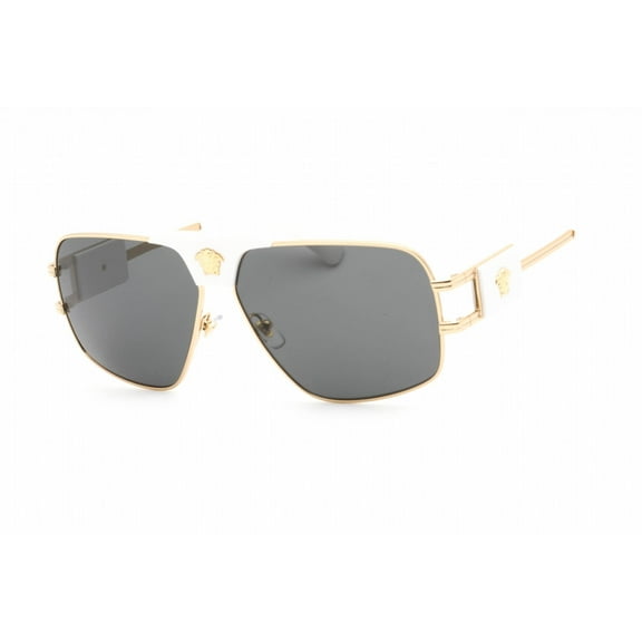 Versace VE 2251 Metal Unisex Square Sunglasses Gold & White 63mm Adult