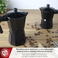 thumbnail image 3 of MAGEFESA Kenia Noir Stovetop Espresso Moka Pot, 3-Cup/5 oz, Extra-Thick Aluminum, Heat-Resistant Handle, Greca & Italian Coffee Maker, 3 of 6