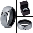 thumbnail image 4 of Tungsten Beam Note Music Band Ring 8mm Men Women Comfort Fit Black Dome Brushed Gray Polished, 4 of 4
