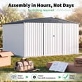thumbnail image 2 of YODOLLA 12 x 12 ft. Outdoor Metal Storage Shed with Sliding Roof & Lockable Door in White, 2 of 6