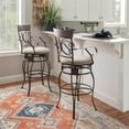 thumbnail image 2 of Linon Bryson Big And Tall Metal Arm Swivel Barstool Round Padded Seat in Pewter, 2 of 18