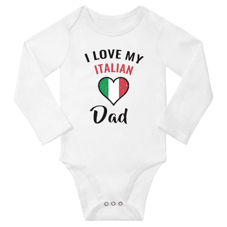 

I Love My Italian Dad Baby Long Slevve Bodysuits (White 3-6 Months)