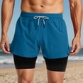 thumbnail image 4 of FINALGANG Mens Solid Color Two In One Athletic Shorts With Compression Liner Elastic Waist Drawstring Quick Dry Shorts For Gym Running Training Stylish Shorts, 4 of 6