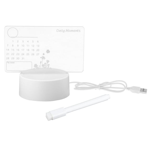 yuksok Tableau Mémo en Acrylique avec Marqueurs Lampe de Nuit Réinscriptible Bricolage Tableau Blanc LED Calendrier USB