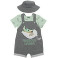 thumbnail image 2 of Star Wars The Child Infant Baby Boys French Terry Short Overalls T-Shirt and Hat 3 Piece Outfit Set Newborn to Infant, 2 of 5