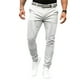 thumbnail image 2 of Pantalones de hombre de color liso ajustados con bolsillos y botones, informales, ajustados, para negocios, 2 of 6