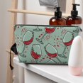 thumbnail image 5 of Makeup Bag - Wine Glass Printing Cosmetic Bag Portable Travel Toiletry Bag for Women Small Make Up Organizer Bag Zipper Pouch Travel Essentials, 5 of 8