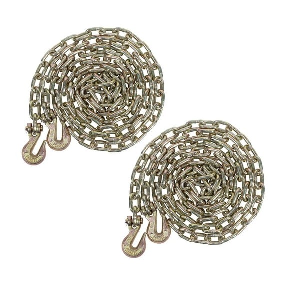 2 Pack 5/16 Inch x 20 FT Grade 70 Binder Chain with Clevis Grab Hooks - G70 Transport Tow Chain - 4,700 Lbs Working Load Limit