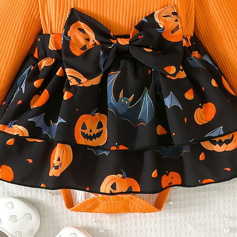 mgoYE 9 Month Baby Girl Clothes My First Halloween Baby Girl Outfit 1st  Halloween Pumpkin Romper Dress Headband Cute Fall Clothes 2PC|Orange 6-9  Months - Walmart.com
