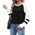 thumbnail image 2 of Enjoytime Hauts pour Femmes Patchwork Col Rond Manches Longues Chemises Habillées Décontractées Blouses de Bureau Automne Tendance Amples Vêtements d'Hiver Noir G, 2 of 4