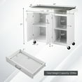 thumbnail image 3 of Costway Kitchen Island Cart Rolling Utility Trolley Stainless Steel Top Wine Rack White, 3 of 10