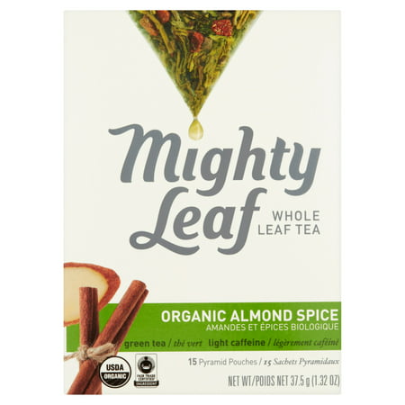 Mighty Leaf Whole Spice amande bio feuilles de thé 15 Pyramid Pouches, 1,32 oz Pack 6