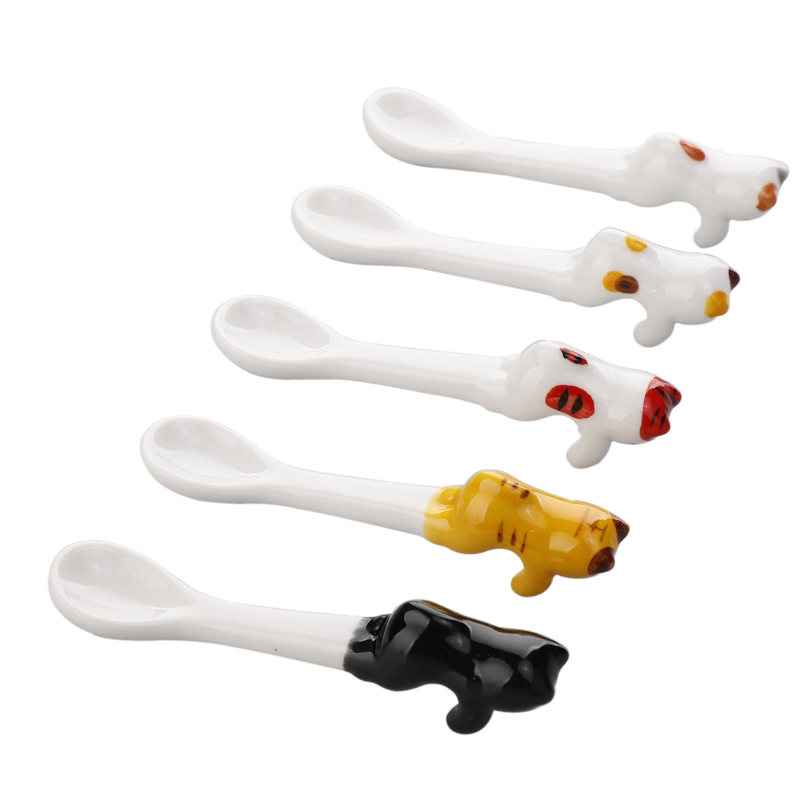 Cute ceramic cat animal spoon Hanging coffee spoon Cartoon animal hanging spoon