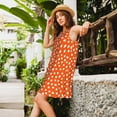 thumbnail image 2 of Balery Dots On Orange Background Vestidos de verano para mujer con estampado: vestido holgado sin mangas, vestido playero informal y cómodo para días calurosos., 2 of 7
