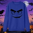 thumbnail image 2 of QHFBli Men's Travel Crewneck Sweatshirt Halloween Face Print Hoodless Sweatshirt For Men Stylish Comfortable Crewneck Pullover Casual Blue XL, 2 of 3