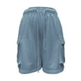 thumbnail image 4 of Sweat Shorts for Women Casual Drawstring Cargo Short Athletic Baggy Shorts (Blue XXL), 4 of 5