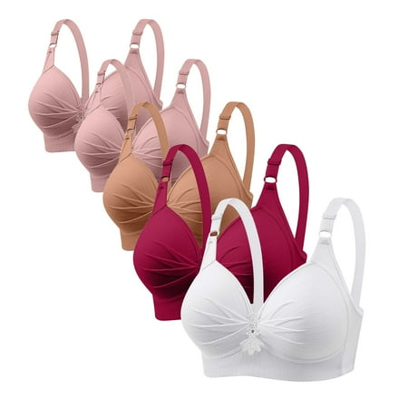 Clearance TOUMENY Nude Bra Supportive Bras for Women Woman s Printing 5PC Gathered Together Large Size Daily Bra Underwear No Rims