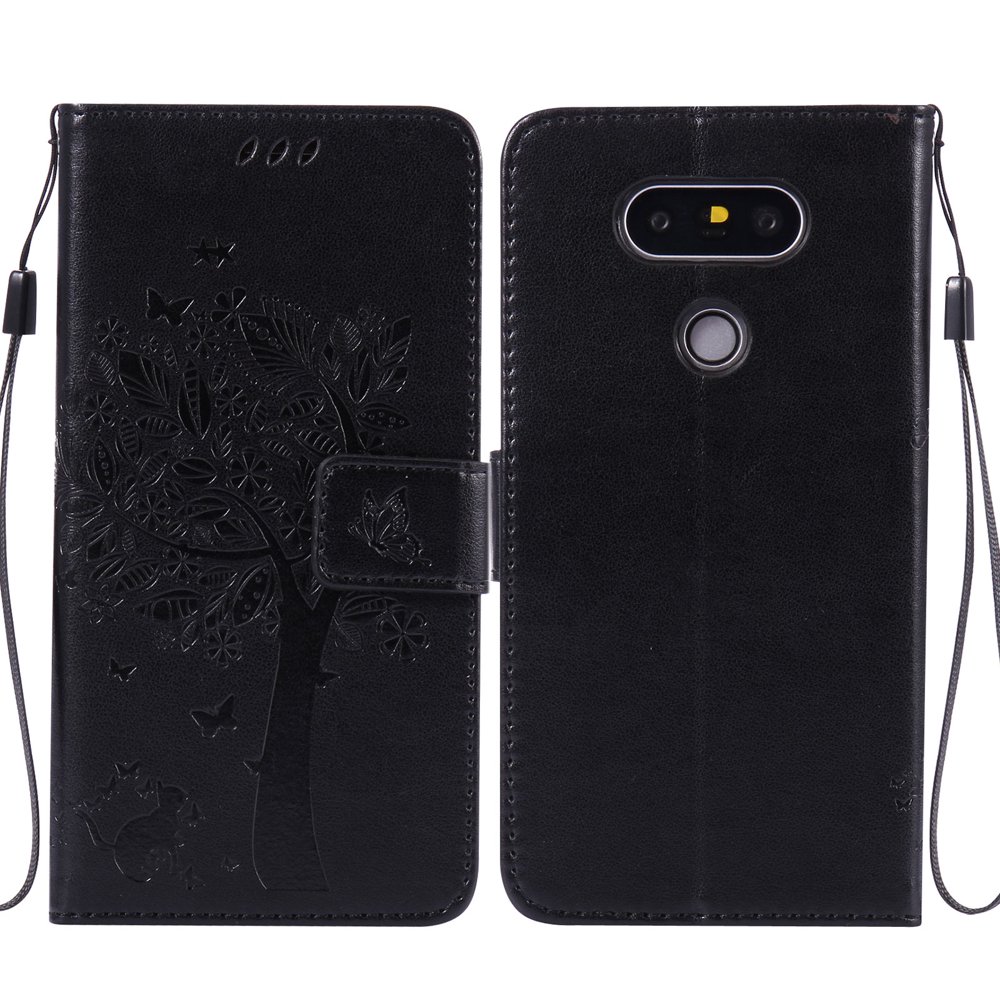 LG G5 Wallet Case, LG G5 Phone Case, Allytech Embossed Cat & Tree