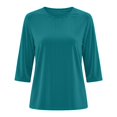 thumbnail image 4 of VISALY Velvet Ribbed Tunic Tops for Women Dressy Casual 3/4 Sleeve Velour Blouses Retro Crewneck Pullover Tops Trendy Loose Fit Shirts Business Casual Work Basic Tee Shirts Fall Pullover Shirt Navy L, 4 of 4