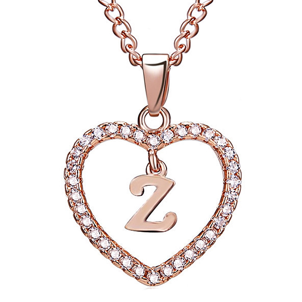HARPO ネックレス heart Necklace 26inch ハート Dido 26 Letters L Heart Shape Pendant Necklace Rhinestone