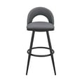 thumbnail image 3 of Bedroom Bench Charlotte Swivel Bar Stool in Black Metal with Gray Faux Leather,Bedroom Stool, 3 of 11