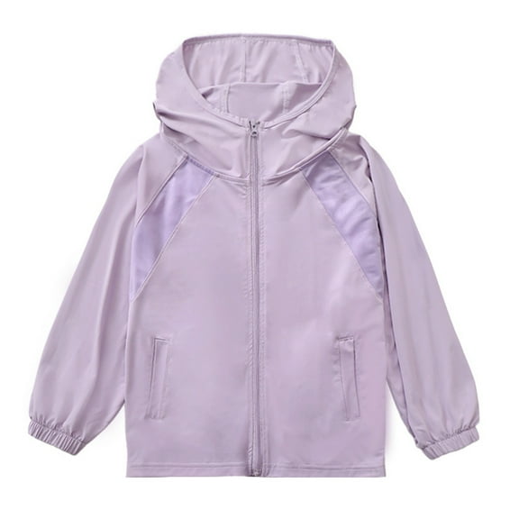 WOYY Big Girls Sun Protection Hooded Jacket Lightweight Zipper Coat, Sizes 8-16