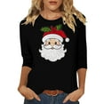 thumbnail image 2 of Gamivast Christmas Tops for Women Three Quarter Sleeve Tops Christmas Santa Crew Neck Shirt Funny Xmas Holiday Graphic Tee Family Holiday T-Shirt Blouse Casual Loose Fitting Pullover, 2 of 5