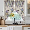 thumbnail image 6 of Purple Flowers Swag Valances for Windows, Kitchen Curtains 36 Inch Length 2 Panels Set, Weeping Spring Floral Bicycle Retro Art Short Curtains for Small Windows Rod Pocket Cafe Curtains 28"x36", 6 of 8