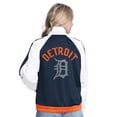 thumbnail image 2 of Women's-G-III Sports by Carl Banks  White/Navy Detroit Tigers Rally Rhinestone Raglan Full-Zip Track Jacket, 2 of 2