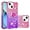 Pink Mauve, variant on Cute Clear Case for iPhone 14 Plus with Ring Kickstand, Bling Gradient Quicksand Glitter Flowing Liquid Floating Case Cover for iPhone 14 Plus JB Purple Navy