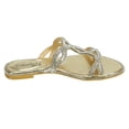 thumbnail image 3 of SheSole Women's Rhinestone Slides Flat Sandals Wedding Shoes Gold US 7.5, 3 of 7