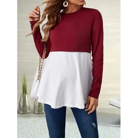 

Women‘s Maternity Casual Solid Simple Shirt For Breastfeeding Nursing