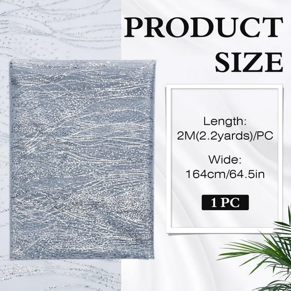 2.2 Yards Dark Grey Sequin Mesh Fabric 64.5 Inch Glitter Tulle Fabric Rolls Polyester Netting with Grey Lines and Sequin Embellishments for Gift Wrapping Tutu Wedding Decoration