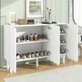 thumbnail image 5 of Lunale Modern Minimalist Shoe Storage Cabinet With 3 Wave Doors, Cream Style Sideboard Buffet for Living Room, White, 5 of 7