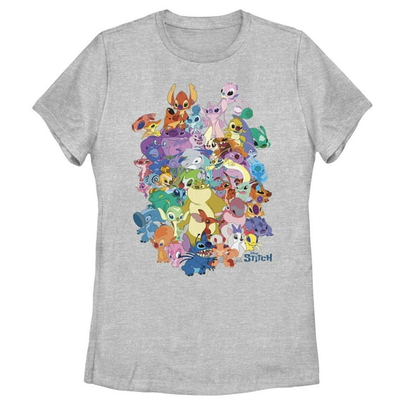 Women's Lilo & Stitch Experiment Compilation Graphic Tee Athletic Heather Medium