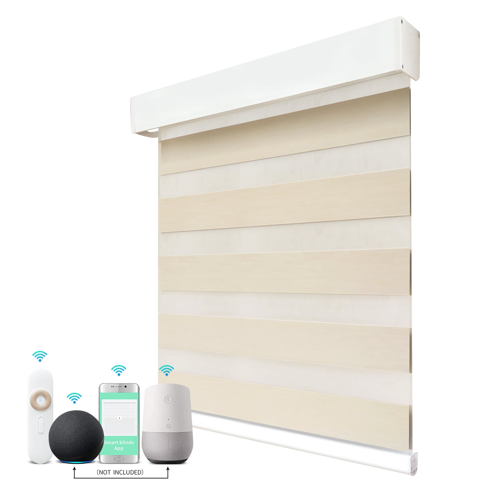 Mingchen Smart Motorized Zebra Roller Blinds with Remote, Alexa