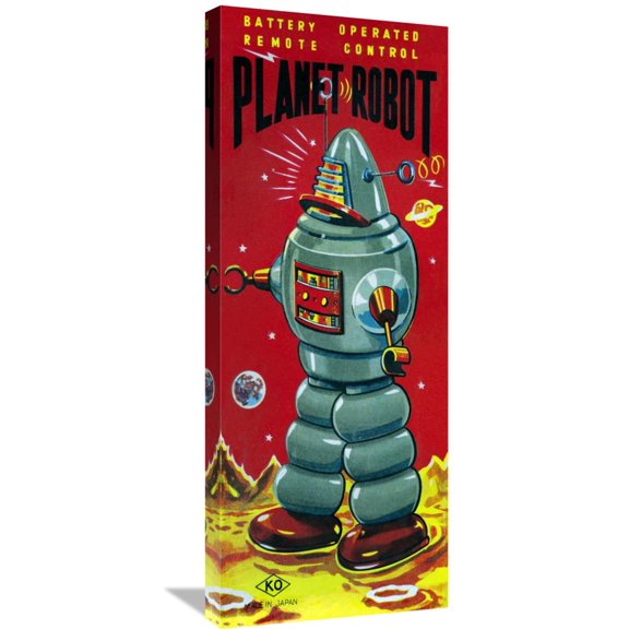 Global Gallery Retrobot,'Planet Robot' Stretched Canvas Artwork