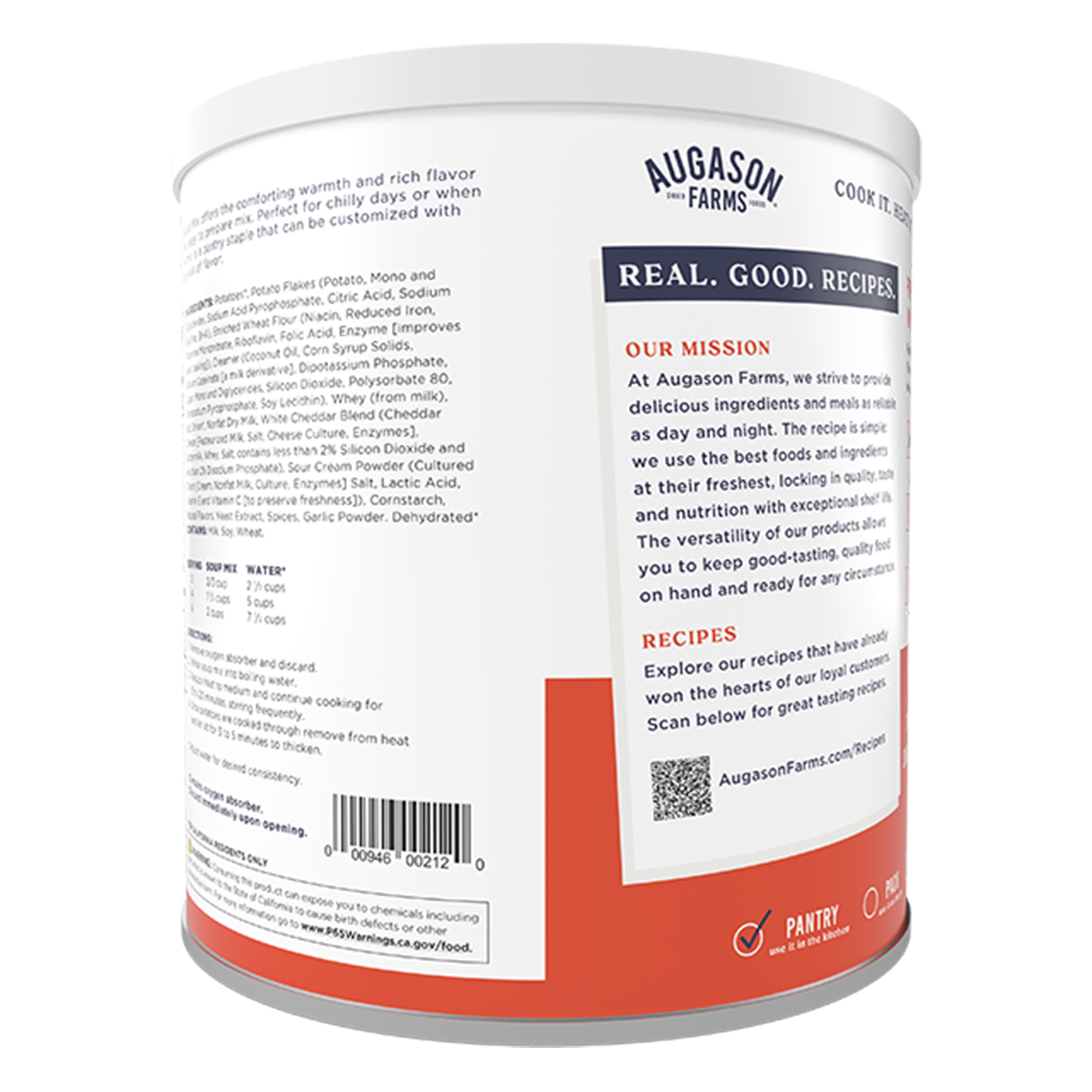 Creamy Potato Soup Mix Emergency Food Supply, 36 Servings, 25 Year Shelf Life, No Trans Fat - Dehydrated Meals, Survival Food Camping Essentials Can