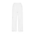 thumbnail image 3 of Aofany Women's 3/4 Pants A-Line Loose Straight Leg Pocket Trousers Fashion Casual Solid Color Mid-Waist Cargo Pants Lacing Up Mid-Length Pants White XL, 3 of 4
