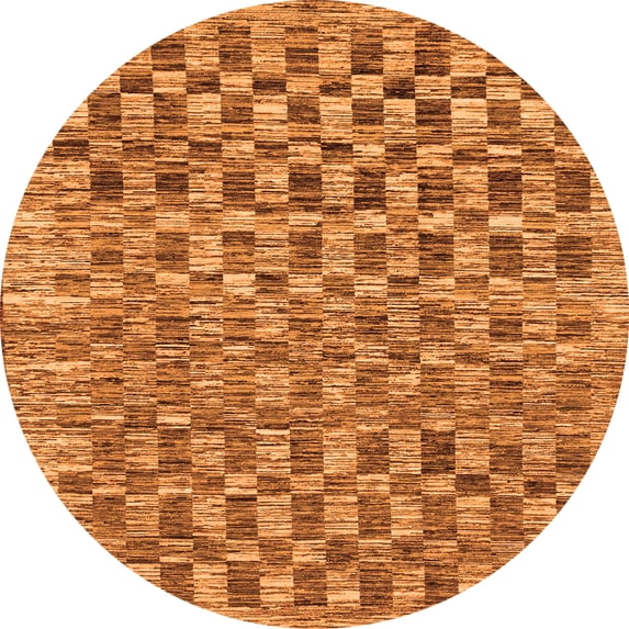 Ahgly Company Indoor Round Checkered Orange Modern Area Rugs, 3' Round