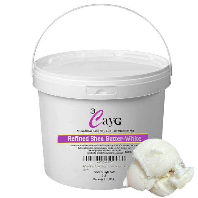 Manteca de karité, 3 g, blanca refinada, cubeta de 2,27 kg para hacer jabón
