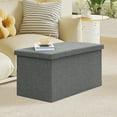 thumbnail image 2 of Folding Storage Ottoman Bench with Lid Tray 30 inches Ottoman Coffee Table Grey Cube Chair Foot Rest Stool Storage Chest for Living Room Bedroom Holds up to 550 lb, 2 of 10