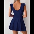 thumbnail image 4 of Traje de Baño de una Pieza para Mujer, Traje de Baño Adelgazante con Volantes y Lazo Lateral Azul Marino L, 4 of 7