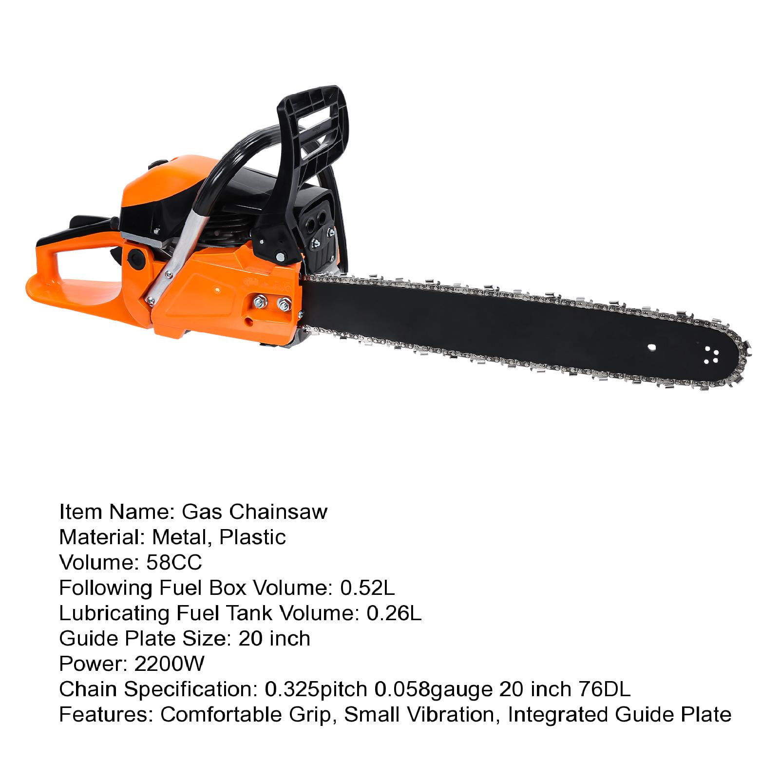 58CC Gas Chainsaw , 2-Stroke Handheld Cordless Chainsaw with Automatic Oiler, 20 Inch High-Power Wood Cutting Chainsaw for Tree Trimming & Logging, 2200W Professional Chainsaw