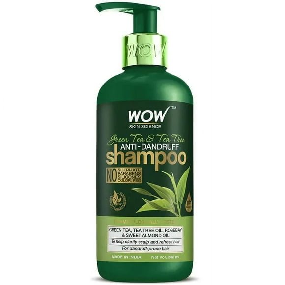 Wow Skin Science Green Tea & Tea Tree Aanti Dandruff Shampoo for Dandruff, Hair Fall & Itchy Scalp 300ml